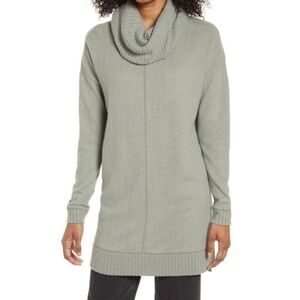 Lulus Autumn Daze Cowl Neck Green Super Soft Tunic Sweater Dress Size M Long
